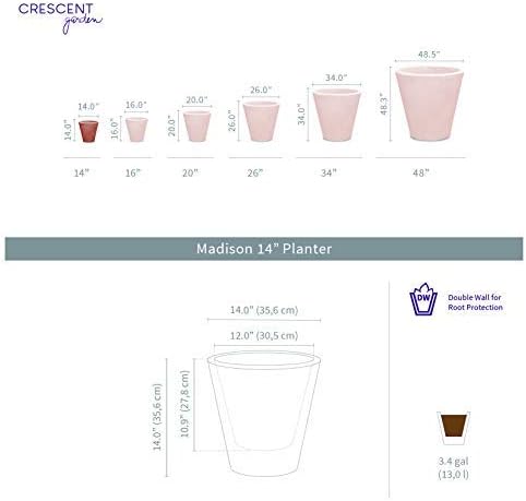 Crescent Garden A113580A Rotational Molded Madison Planter, Weathered Greystone, 14" - Image 2