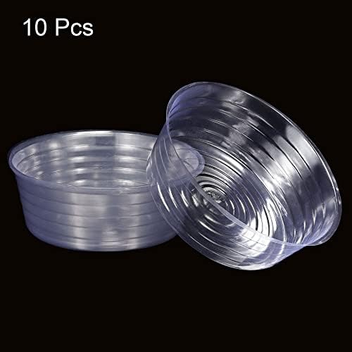 MECCANIXITY Plant Pot Saucer 12 Inch Plastic Round Flower Drip Tray for Indoor Outdoor, Clear Pack of 10 - Image 3