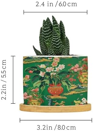 Vase Green Chinoiserie Ceramic Planters Daily Snake Plant Live Indoor with Pot with Drainage Holes and Saucers Pot for Home Office Decoration - Image 2