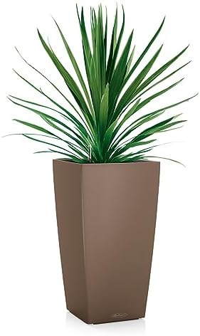 Lechuza CUBICO Color 30 Nutmeg, Self-Watering Tall Planter, H22 L11.8 W11.8 in - Image 2