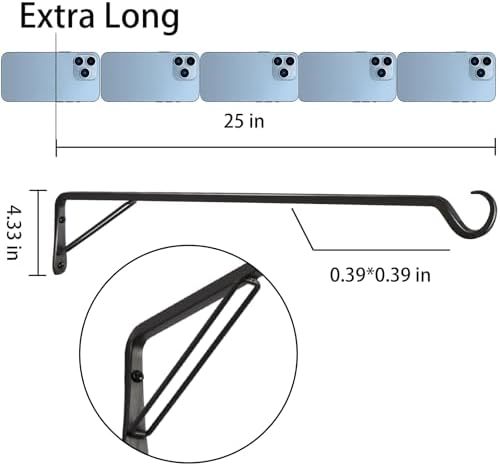 AILIN YELOKIE 2 Pack Extra Long 25 Inch Heavy-Duty Rust-Resistant Solid Steel Plant Hangers and Bird Feeder Hangers for Indoor and Outdoor Decor, Wall Hooks - Image 2