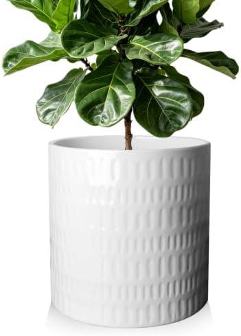 10 Inch Ceramic Plant Pot with Drainage by YUFDA