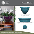 The HC Companies Pizzazz Round Planter Pot, 12 Inch, Blue Drip, 2-Pack - Image 2