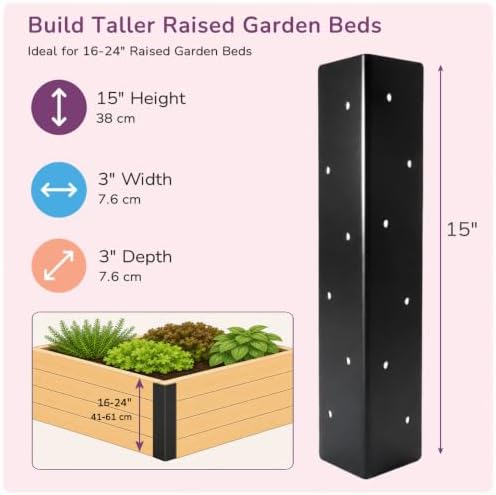 Sherfire Raised Garden Bed Corner Brackets, 15 x 3 x 3 Inch, Set of 4 - Image 2