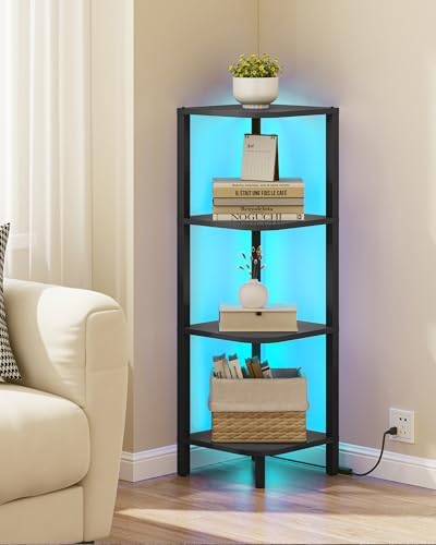 TUTOTAK Corner Shelf, 4-Tier Corner Bookshelf for Small Space - Image 6