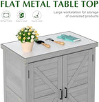 Outdoor Storage Cabinet & Potting Bench Table with Metal Top, Wooden Patio Furniture, Garden Workstation (Classic Grey, 36x31x17in) - Image 4
