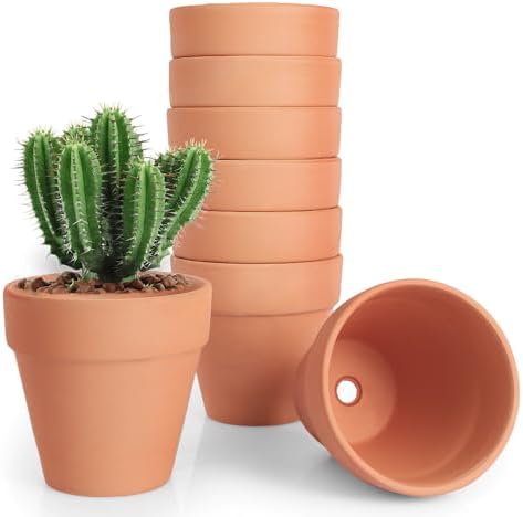 FCFKUK 4 inch Terracotta Clay Pots, 24 Pack Clay Flower Pots with Drainage, Great for Plants, DIY, Crafts, Wedding by FCFKUK