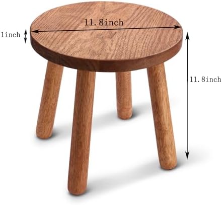 Solid Wooden Stool,Plant Stand,Step Stool,Light Walnut,11.8" H - Image 3
