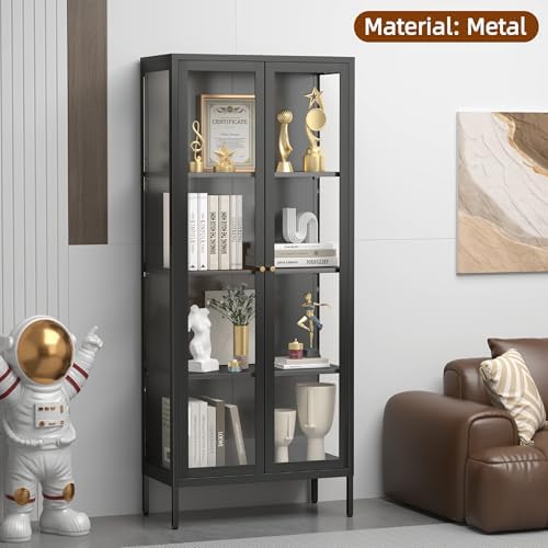UNICOLY Glass Display Cabinet 4-Tier, Display Cabinet with Glass Doors - Image 4