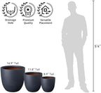 Kante Modern Home Minimalist 18" Dia Charcoal Concrete Bowl Planter - Image 4