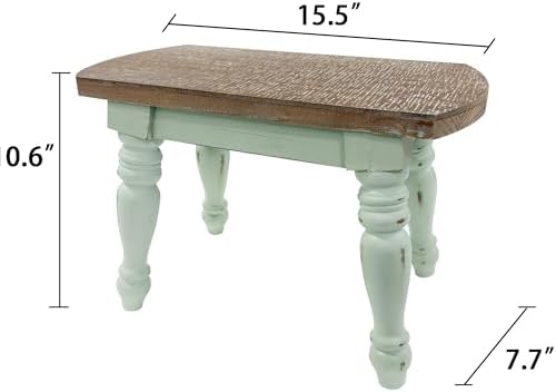 dwellington Farmhouse Wooden Plant Stand - Rustic Solid Wood Design, 300lb Capacity, Sturdy Step Stool for Kids, Kitchen, Bathroom, Vintage Home Decor(Green) - Image 3
