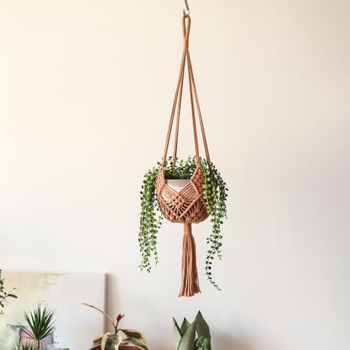 Hanging Planter with Patterns,4Packs Macrame Plant Hangers Indoor Macrame for up to 8 inch Pot Crochet Boho Plant Hanger Holder for Indoor Outdoor with 4S Shaped Stainless Steel Hooks (4colors) - Image 7