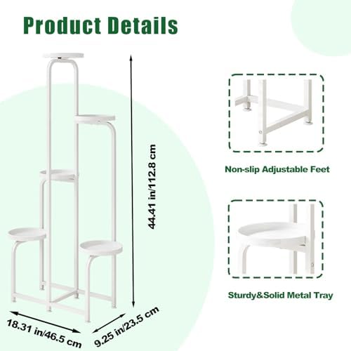 INGIORDAR Plant Stand Indoor Outdoor Corner Tall Plant Shelf 5 Tier Metal - Image 4