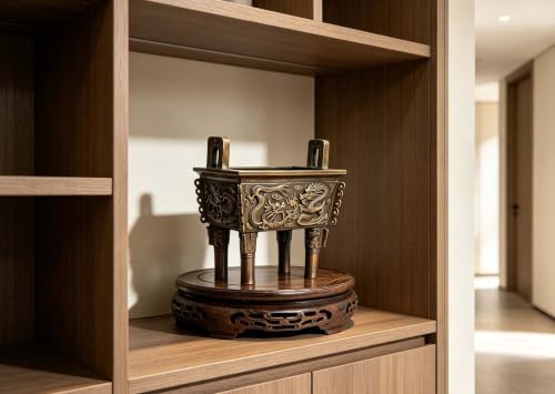 Rosewood Gray Stand Oriental Style, Jichimu Vase Plant Stand, Fish Bowl Stand, Multiple-purpose Gray Color Display Stand (Outside Dia 9”x2” (22x6cm)) - Image 7