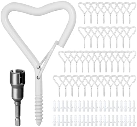 Ticway40 Pack Heart Shaped Ceiling Hooks with Safety Buckle White by Ticway