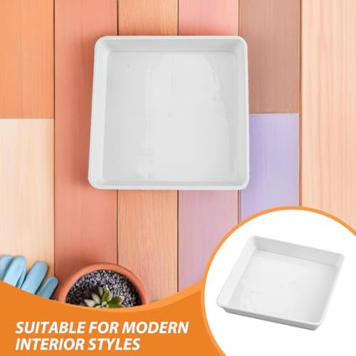 2pcs Square Plastic Plant Saucer 15.7 Inch for Potted Plants - Flower Pot Water Catcher Tray for Indoor Outdoor Use White - Image 5
