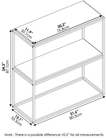 Furinno Moretti 2-Tier Metal Frame Storage Shelves, French Oak Grey - Image 3