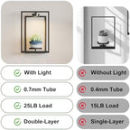 Starxing Wall Plant Shelf with Grow Lights, Remote Control Indoor Plant Holder Stand for Hanging Planters, Modern Framed Wall Decor for Living Room, Home S-2PK - Image 6
