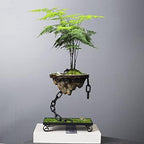 Bonsai Pots, Succulent Planter Pot, Iron Chain Suspension Hanging Ceramics Pot Ornament, Indoor Living Room Decoration Garden Supplies Square by leasote