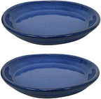 Sunnydaze 9" Ceramic Plant Saucers for Planters, 2pk, Imperial Blue by SunnydazeDecor