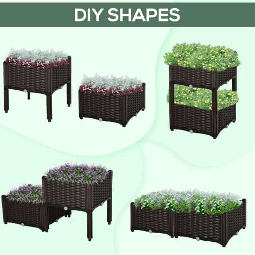 Outsunny 2 Piece Raised Garden Bed with Legs Planter Box Raised Bed, Brown - Image 4