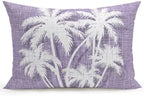 Coastal Palm Tree 12x20 Waterproof Outdoor Lumbar Pillow with Insert, Tropical Plants Botanical Vintage Purple Patio Cushion Pillows for Outdoor Sofa Bench Porch Balcony Furniture, 1 Pack by Hokiten