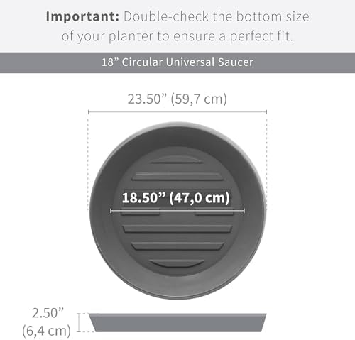 Crescent Garden Universal Round Planter Saucer, Durable Drainage Dish for Plant Pots, Heavy-Duty Plant Dishes Saucer, Indoor & Outdoor Plant Trays - Parchment (18 inch Inner, 23 inch Outer Diameter) - Image 2