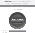 Crescent Garden Universal Round Planter Saucer, Durable Drainage Dish for Plant Pots, Heavy-Duty Plastic Plant Saucer, Indoor & Outdoor Plant Trays - Concrete Color (18.5" Inner, 23.5" Outer) - Image 2