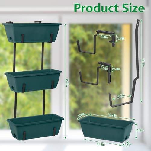 OYEAL Railing Planter Box Set of 2 Hanging Planters for Fence - Image 3