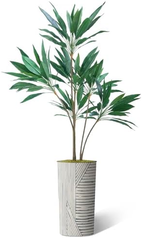SIGNWIN Artificial Tree in Geometric Pattern Planter, Fake Dracaena Tree Silk Tree for Indoor and Outdoor Home Decoration - 66" Overall Tall (Plant Pot Plus Tree) - Image 2