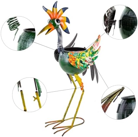 Wacky Rooster Decor Outdoor Planter,24.8 Inch Tall Metal Yard Decor Planters for Outdoor Plants, Weather-Resistant Outdoor Flower Pots for Garden Patio Porch Decor - Image 3