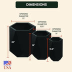 Beuta Large Poly Planters for Outdoor Plants - Set of 3, 15.5/18/20 Inches Outdoor Planters for Porch - Tall Planter for Outdoor & Indoor Plants | Large Indoor Plant Pot- USA Made - Black - Image 7