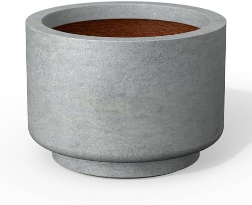 Kante Small Round Pedestal Pale Gray Concrete Planter 9.8" Dia, Outdoor by Unknown