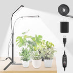 Grow Lights for Indoor Plants, Full Spectrum LED Tabletop Plant Lights for Indoor Growing, Dual-Head Gooseneck Plant Lamp with 5 Dimmable & Auto On/Off 4/8/12/18H Timer, Height Adjustable 9.8-25'' by RODINTOOfficial