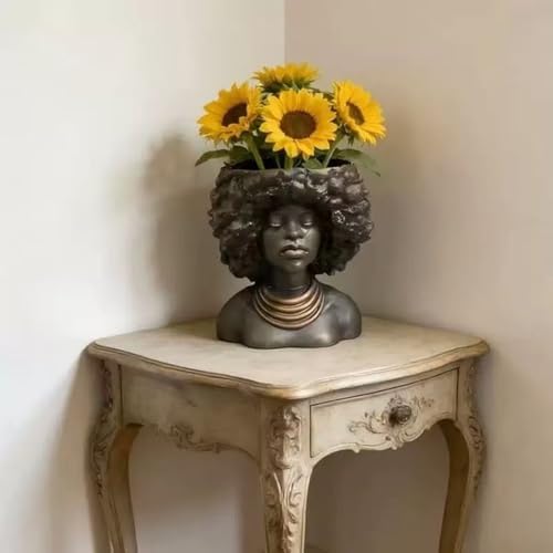 Resin Plant Container Flower Pots with Artistic Head Top Great for Succulents Small Space Gardening Elegant Sappy Flower Pots - Image 3