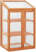 Solid Firwood Garden Portable Greenhouse, Wooden Greenhouse Raised Flower Planter with 2 Shelves and Open Bottom, Garden Portable Mini Greenhouse Cabinet 23.6" x 17.7" x 39.4"/Brown by GolinpeiloFurniture