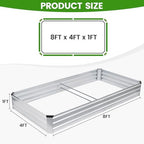 G GOOD GAIN 2Pcs Galvanized Raised Garden Bed 8x4x1ft for Herbs, Silver - Image 5