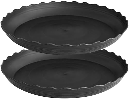 2 Pack of 18 inch Plant Saucer Plant Tray, Plastic Plant Saucer, Heavy Duty Plant Tray for Pots, Plant Saucers for Indoors Planter, Garden Water Plate Bowls for Gallon Grow Bags (Black) by Unknown