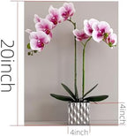 Artificial Orchid with Silver Vase, 20 Inch Purple Heart White Flowers, Indoor Home Decor - Image 4