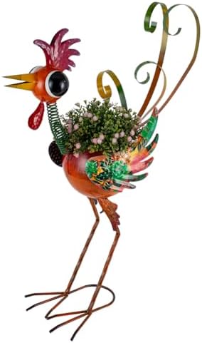 Rooster Decor Outdoor Planter,24.8 Inch Tall Metal Yard Decor Planters for Outdoor Plants, Weather-Resistant Outdoor Flower Pots for Garden Patio Porch Decor by SUNNYGARDEN