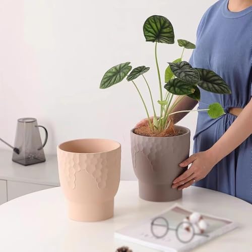Planter Round Terra Cotta Flower Pot, with Honeycomb Pattern Planter, for Decorate Balcony Living Room Bedroom Kitchen Garden (2 Sizes) Garden(Large) - Image 4