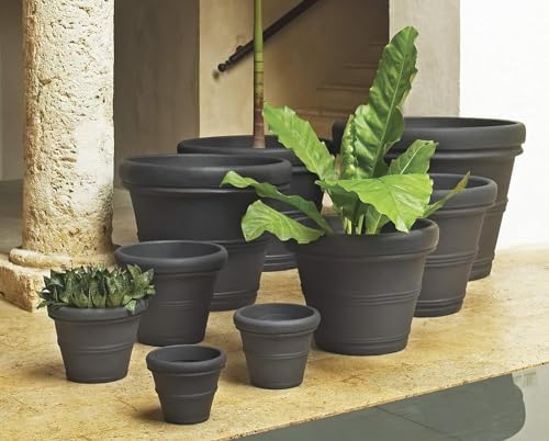 Crescent Garden Brunello Classic Rolled Rim Planter Pot, Indoor/Outdoor Weather-Safe Round Plant Pot, Small Plastic Houseplant Pot for Herbs, Succulents, Faux Plants - 12'' W (Parchment) - Image 3