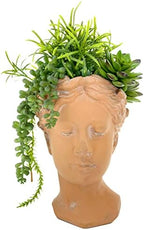 Greek Goddess Planter Lady Head Bust Terracotta Flower Pot, Indoor Outdoor 8.5" - Image 7