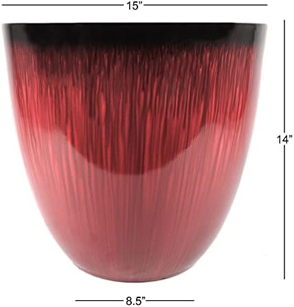 Gardener Select (EPR15-206) Large Egg Shaped Planter - Modern Indoor & Outdoor Decorative Flower Pot/Box (15 Inch, Red Flower) - Image 2