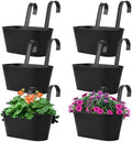 6 Pack Metal Railing Planter for Outdoor Plants, BlackIron Railing Planters, Metal Window Hanging Flower Pots for Balcony, Fence, and Patio Railings, Garden Decor with Drainage Holes by Unknown