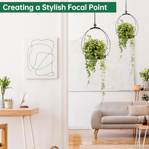 hismocal 4 Pack Hanging Planters for Indoor Plants,Plant Hanger with Sturdy Wood Base,Modern Boho Macrame Plant Hanger,Wall Ceiling Window Stands(Plants/Pots Not Included) - Image 5