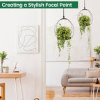 hismocal 4 Pack Hanging Planters for Indoor Plants,Plant Hanger with Sturdy Wood Base,Modern Boho Macrame Plant Hanger,Wall Ceiling Window Stands(Plants/Pots Not Included) - Image 5
