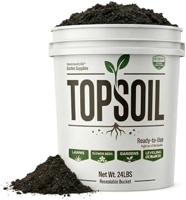 All Purpose Topsoil 24 lb Pail, Organic Potting Soil and Planting Mix, Root Boosting Garden Soil for Indoor Outdoor Houseplants, Flowers, Vegetables, Herbs, Shrubs, Raised Beds and Containers by HomeandCountryUSA