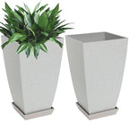 Neoaider Set of 2 Tall Planter, 21 inch Large Plastic Planter, Bluish Gray by Neoaider