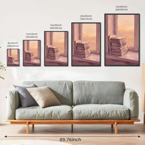 Stack of Books by Window Wall Art, Black Framed Impressionist Print - Image 3